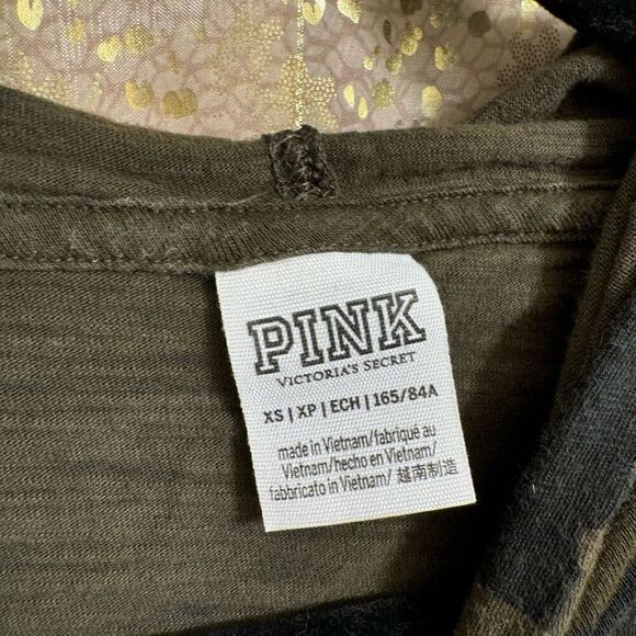 PINK Victorias Secret Camo Army Green Cropped Hoodie Top XS/S - Picture 4 of 4